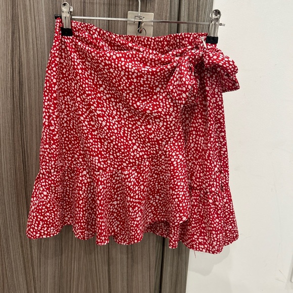 Printed Red Wrap Skirt - Carina